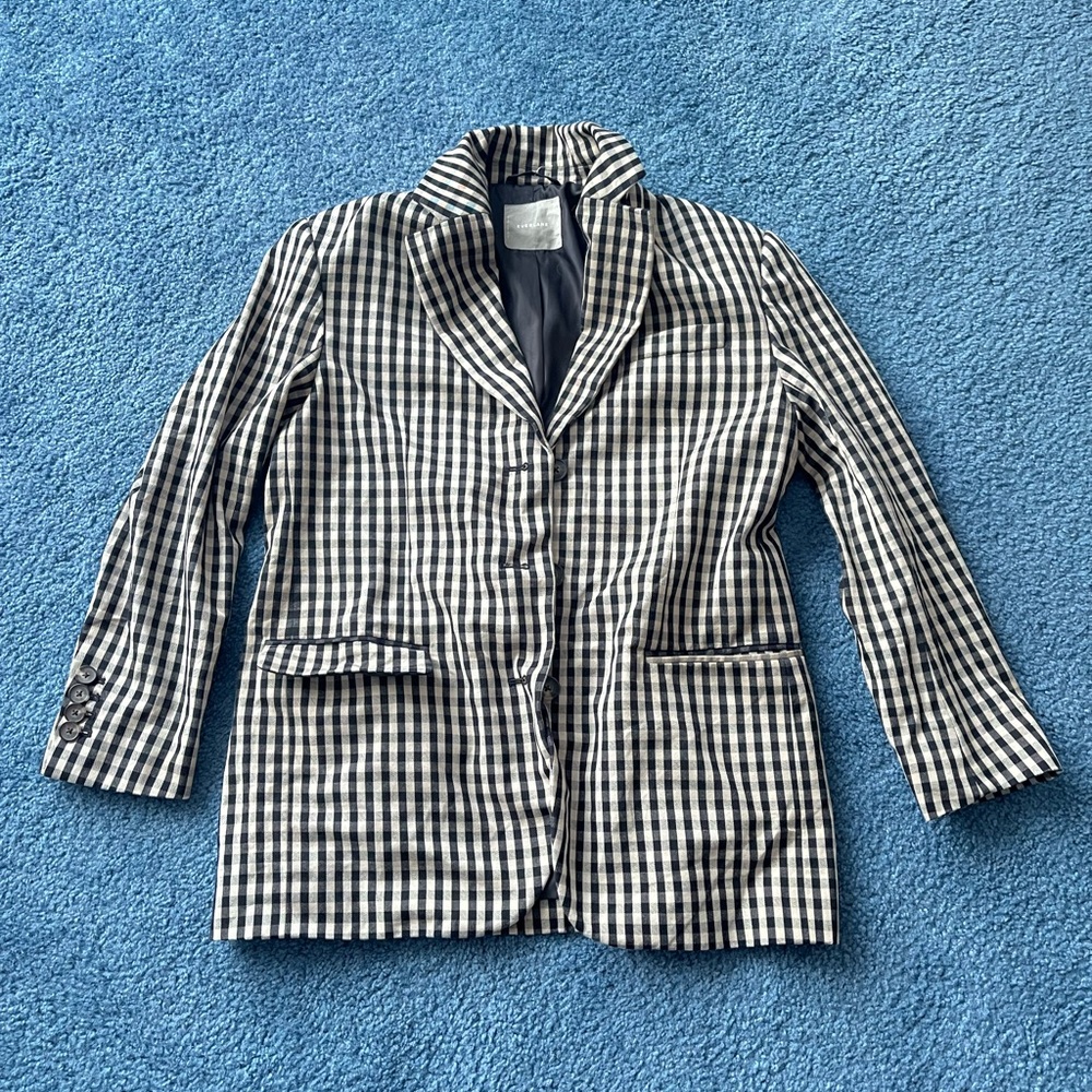 Everlane Black and White Gingham Blazer